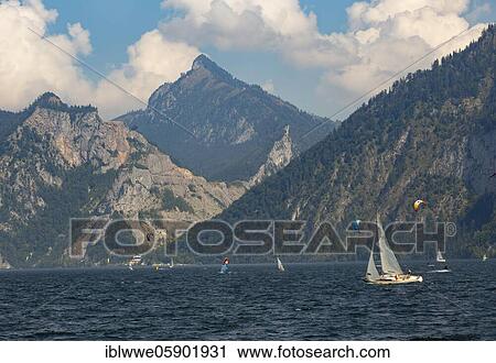 Sailing boats at the Lake Traun with Hochkogel, Ebensee, Salzkammergut, Upper Austria, Austria, Europe View Large Photo Image Stock Image - Sailing boats at the Lake Traun with Hochkogel, Ebensee, Salzkammergut, Upper Austria, Austria, Europe. Fotosearch