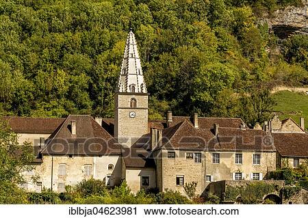 Stock Image - Saint-Pierre abbey, Baume-les-Messieurs, Jura department, Bourgogne-Franche-Comté, France, Europe. Fotosearch