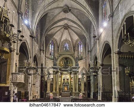 Stock Photo - Sanctuary, Basilica, Basilica dels Sants Martirs Just i Pastor, Barcelona, Catalonia, Spain, Europe. Fotosearch