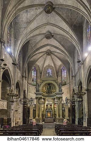 Stock Photograph - Sanctuary, Basilica, Basilica dels Sants Martirs Just i Pastor, Barcelona, Catalonia, Spain, Europe. Fotosearch