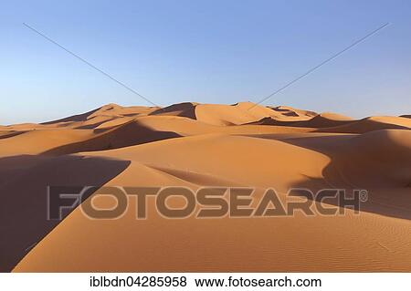Stock Photo - Sand dunes, Erg Chebbi, Merzouga, Sahara desert, Morocco, Africa. Fotosearch