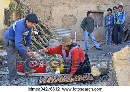 Schoolboy and cook preparing potatoes at a boarding school for breakfast, on an open fire, boarding in Potosi, Bolivia, South America View Large Photo Image Stock Image - Schoolboy and cook preparing potatoes at a boarding school for breakfast, on an open fire, boarding in Potosi, Bolivia, South America. Fotosearch