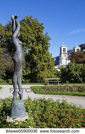 Sculpture, Dancer in the Mirabell Garden with Andräkirche, Salzburg, Austria, Europe View Large Photo Image Stock Photograph - Sculpture, Dancer in the Mirabell Garden with Andräkirche, Salzburg, Austria, Europe. Fotosearch