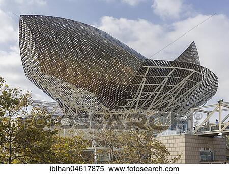 Sculpture El Peix de Or, golden fish, by Frank Gehry, promenade, Barcelona, Catalonia, Spain, Europe View Large Photo Image Stock Photography - Sculpture El Peix de Or, golden fish, by Frank Gehry, promenade, Barcelona, Catalonia, Spain, Europe. Fotosearch