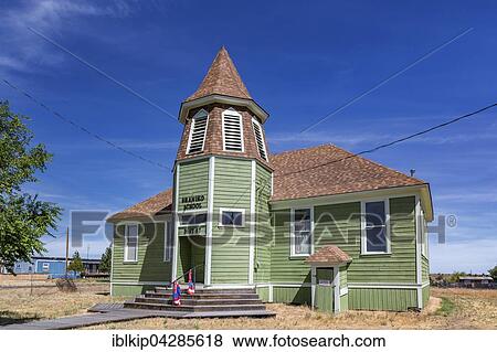 Stock Photo - Shaniko School, schoolhouse, Shaniko, Wasco County, Oregon, United States, North America. Fotosearch