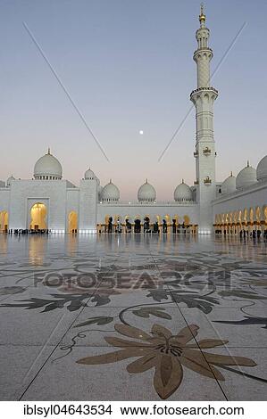 Sheikh Zayed Mosque, Abu Dhabi, United Arab Emirates, Asia View Large Photo Image Picture - Sheikh Zayed Mosque, Abu Dhabi, United Arab Emirates, Asia. Fotosearch
