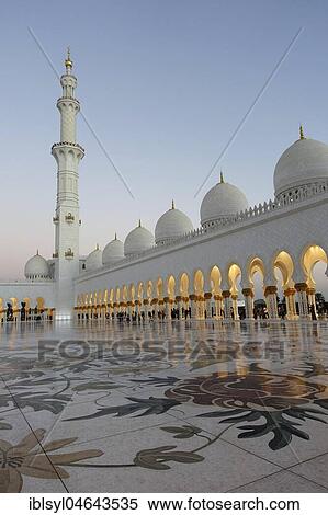 Stock Photography - Sheikh Zayed Mosque, Abu Dhabi, United Arab Emirates, Asia. Fotosearch