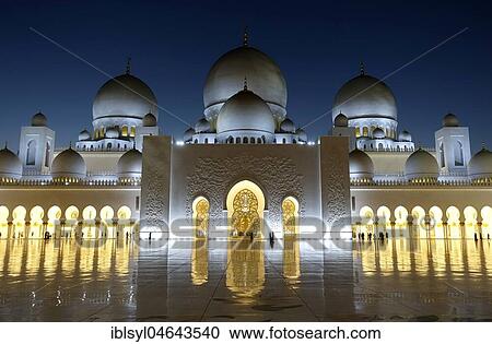 Sheikh Zayid Mosque at Night, Abu Dhabi, United Arab Emirates, Asia View Large Photo Image Stock Image - Sheikh Zayid Mosque at Night, Abu Dhabi, United Arab Emirates, Asia. Fotosearch