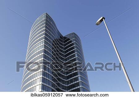 Stock Photo - Sky Office office building, Ingenhoven Architekten, Düsseldorf-Golzheim, North Rhine-Westphalia, Germany, Europe. Fotosearch