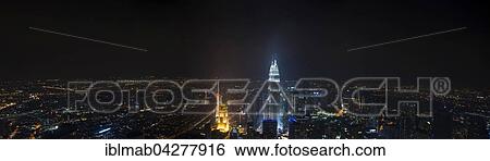 Stock Photograph - Skyline at night, Petronas Towers, Kuala Lumpur, Malaysia, Asia. Fotosearch