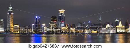 Stock Photo - Skyline at night, Shanghai, China, Asia. Fotosearch