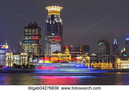 Skyline at night, Shanghai, China, Asia View Large Photo Image Stock Photo - Skyline at night, Shanghai, China, Asia. Fotosearch