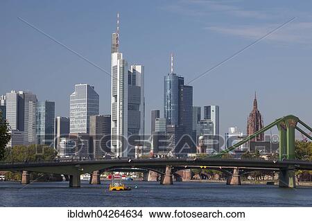 Skyline with financial district, and Frankfurt, Flosserbrucke bridge, Frankfurt am Main, Hesse, Germany, Europe View Large Photo Image Picture - Skyline with financial district, and Frankfurt, Flosserbrucke bridge, Frankfurt am Main, Hesse, Germany, Europe. Fotosearch