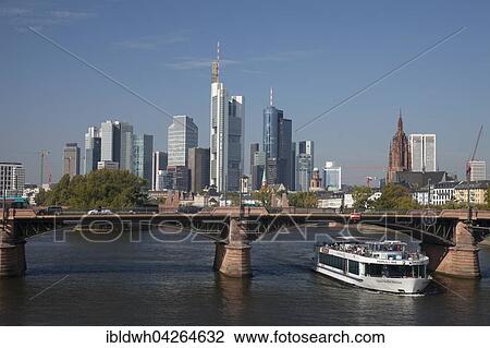 Skyline with financial district, and Frankfurt, Ignaz Bubis bridge, pleasure boat, Frankfurt am Main, Hesse, Germany, Europe View Large Photo Image Stock Image - Skyline with financial district, and Frankfurt, Ignaz Bubis bridge, pleasure boat, Frankfurt am Main, Hesse, Germany, Europe. Fotosearch