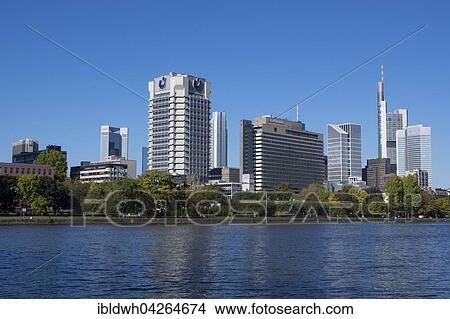 Skyline with office buildings, high-rise buildings, Untermainkai, Frankfurt am Main, Hesse, Germany, Europe View Large Photo Image Picture - Skyline with office buildings, high-rise buildings, Untermainkai, Frankfurt am Main, Hesse, Germany, Europe. Fotosearch