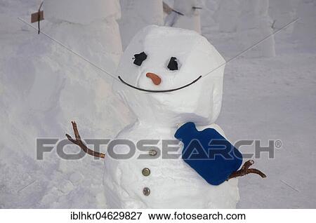 Stock Photo - Snowman on the snowman demo in front of the Berlin Cathedral against global warming in front of the Berlin Cathedral against global warming, Humboldtforum, Schlossplatz, Mitte, Berlin, Germany, Europe. Fotosearch