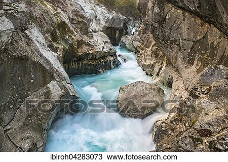 Stock Image - Soca Canyon, Soca Valley, Bovec, Triglav National Park, Slovenia, Europe. Fotosearch