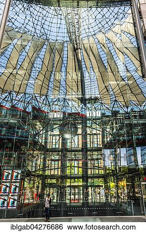 Sony Center, interior, Potsdamer Platz, Berlin, Germany, Europe View Large Photo Image Stock Photograph - Sony Center, interior, Potsdamer Platz, Berlin, Germany, Europe. Fotosearch
