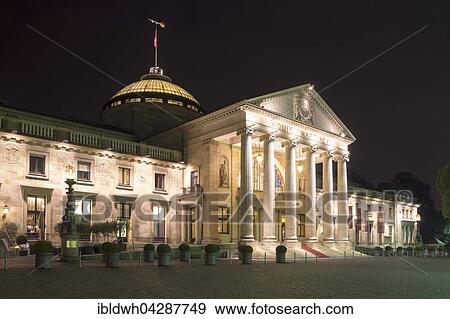 Spa hotel with casino at night, Wiesbaden, Hesse, Germany, Europe View Large Photo Image Stock Photo - Spa hotel with casino at night, Wiesbaden, Hesse, Germany, Europe. Fotosearch