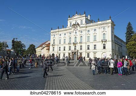 Stock Photography - Square before the Prague castle, Prague, Czech Republic, Europe. Fotosearch