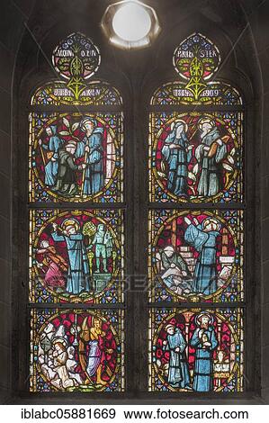 Stained glass window, 1884-1909, Monastery Church of the Heart of Jesus, Archabbey of St. Ottilien, Upper Bavaria, Bavaria, Germany, Europe View Large Photo Image Stock Photo - Stained glass window, 1884-1909, Monastery Church of the Heart of Jesus, Archabbey of St. Ottilien, Upper Bavaria, Bavaria, Germany, Europe. Fotosearch