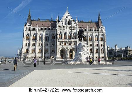 Stock Photography - Statue of Count Gyula Andrassy in front of the Hungarian Parliament Building, Budapest, Hungary, Europe. Fotosearch