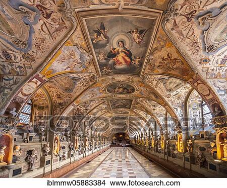 Picture - Statues in the Renaissance Antiquarium or Hall of Antiquities in the Munich Residence, Munich, Upper Bavaria, Bavaria, Germany, Europe. Fotosearch