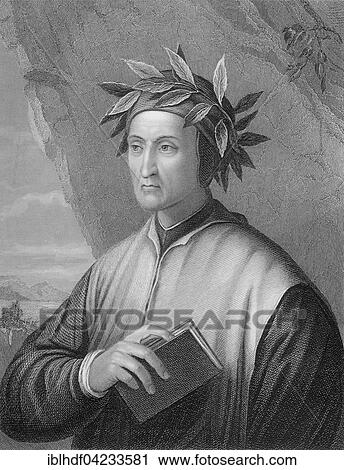 Stock Image - Steel engraving, ca. 1860, Dante Alighieri, 1265, 1321, Italian poet and philosopher. Fotosearch