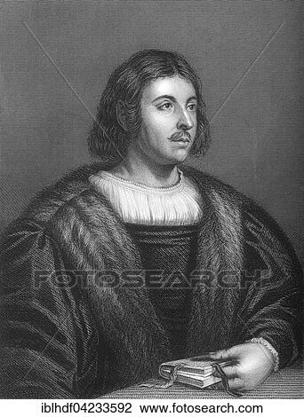 Stock Image - Steel engraving, ca. 1860, Giovanni Boccaccio, 1313, 1375, Italian writer, democrat, poet of humanism, Decameron. Fotosearch