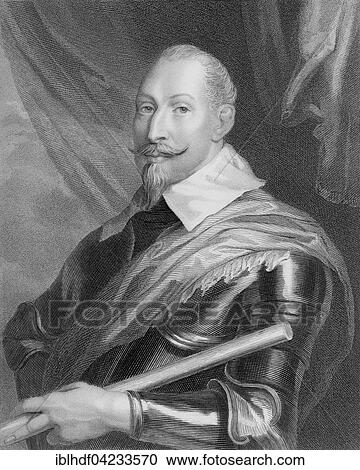 Stock Image - Steel engraving, ca. 1860, Gustav II Adolf, 1594, 1632, King of Sweden from ruling family of Vasa. Fotosearch