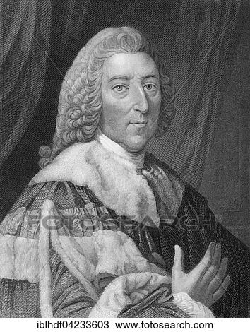 Stock Image - Steel engraving, ca. 1860, William Pitt, 1st Earl of Chatham, 1708, 1778, Prime Minister of Great Britain. Fotosearch