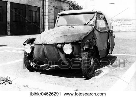 Stock Image - Strange old car, ca. 1955, Leipzig, Germany, Europe. Fotosearch