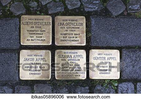 Stumbling stones in memory of Jews deported by the National Socialists, in front of the Ghettohaus Am Brühl, Weimar, Thuringia, Germany, Europe View Large Photo Image Stock Photograph - Stumbling stones in memory of Jews deported by the National Socialists, in front of the Ghettohaus Am Brühl, Weimar, Thuringia, Germany, Europe. Fotosearch