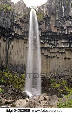 Stock Photography - Svartifoss Waterfall with basalt columns, Skaftafell National Park, Iceland, Europe. Fotosearch