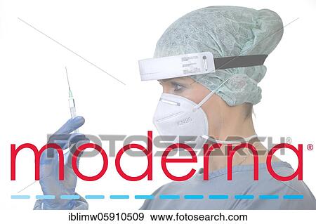 Symbol image Corona vaccine of the company MODERNA, woman with syringe, corona crisis, Baden-Württemberg, Germany, Europe View Large Photo Image Stock Photo - Symbol image Corona vaccine of the company MODERNA, woman with syringe, corona crisis, Baden-Württemberg, Germany, Europe. Fotosearch