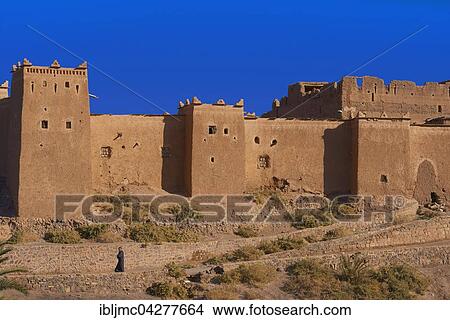 Picture - Taourirt Kasbah, earthen built by Pasha Glaoui, UNESCO World Heritage Site, Ouarzazate, Ouarzazate Province, Morocco, Africa. Fotosearch
