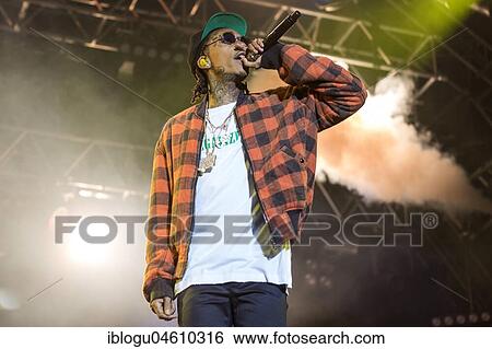 Stock Photograph - The American rapper Wiz Khalifa live at the 26th Heitere Open Air in Zofingen, Aargau, Switzerland, Europe. Fotosearch