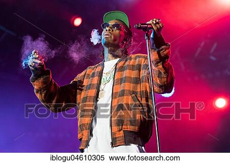 Stock Photography - The American rapper Wiz Khalifa live at the 26th Heitere Open Air in Zofingen, Aargau, Switzerland, Europe. Fotosearch
