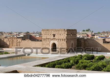 Stock Photograph - The audience pavilion at the El Badi Palace, Marrakesh, Morocco, Africa. Fotosearch