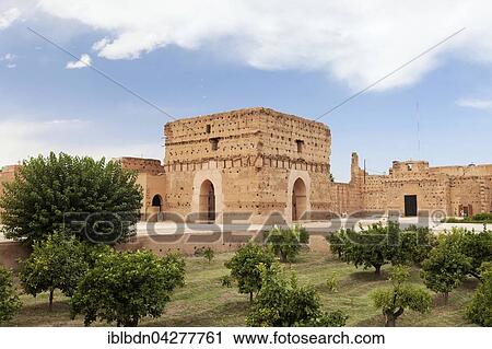 Stock Image - The audience pavilion, El Badi Palace, Marrakech, Morocco, Africa. Fotosearch
