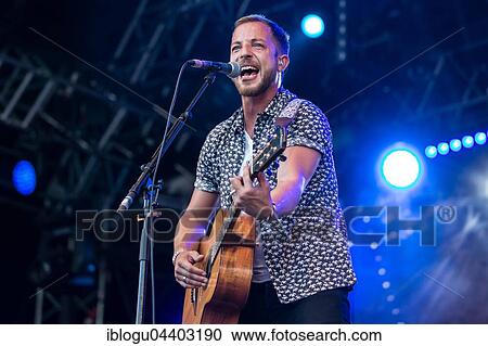Stock Image - The British singer and musician James Morrison live at the 26th Heitere Open Air in Zofingen, Aargau, Switzerland, Europe. Fotosearch