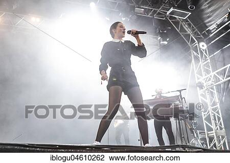 Stock Image - The French pop singer Jain live at the 26th Heitere Open Air in Zofingen, Aargau, Switzerland, Europe. Fotosearch