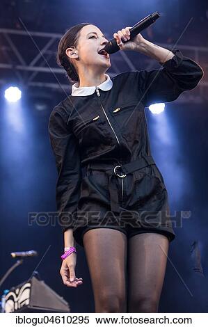Stock Photography - The French pop singer Jain live at the 26th Heitere Open Air in Zofingen, Aargau, Switzerland, Europe. Fotosearch