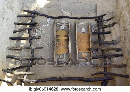 Stock Photo - The royal tombs of the Lord of Sipán, Moche culture, Huaca Rajada, near Chiclayo, Lambayeque region, Peru, South America. Fotosearch