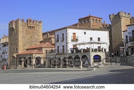 Torre de Bujaco tower in Plaza Mayor, Caceres, Extremadura, Spain, Europe View Large Photo Image Picture - Torre de Bujaco tower in Plaza Mayor, Caceres, Extremadura, Spain, Europe. Fotosearch
