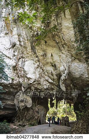Stock Photo - Tourists, hikers in front of jungle cave, Taman Negara, Jerantut, Pahang, Malaysia, Asia. Fotosearch