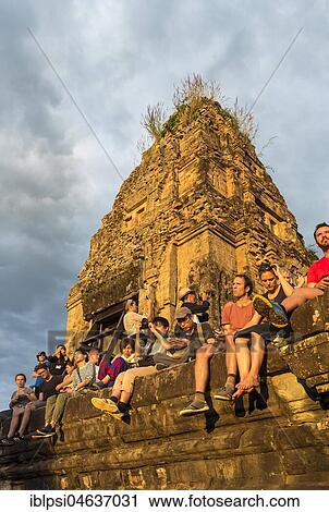 Tourists watch sunset at Pre Rup Temple, Angkor, Cambodia, Asia View Large Photo Image Stock Image - Tourists watch sunset at Pre Rup Temple, Angkor, Cambodia, Asia. Fotosearch