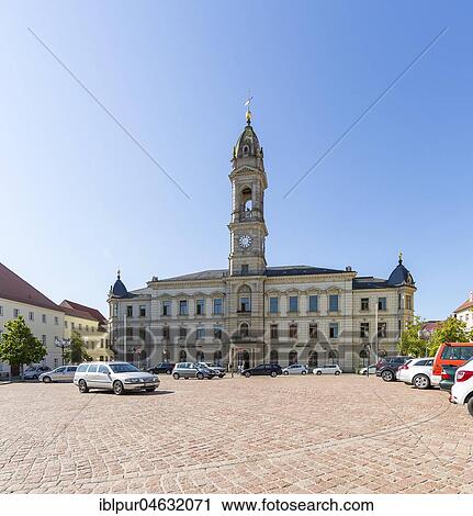 Stock Image - Town Hall on the Market Square, Großenhain, Saxony, Germany, Europe. Fotosearch