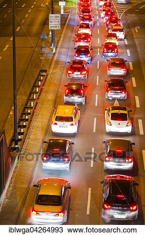 Stock Image - Traffic jam, rush hour, Rheinuferstrasse, Cologne, North Rhine-Westphalia, Germany, Europe. Fotosearch