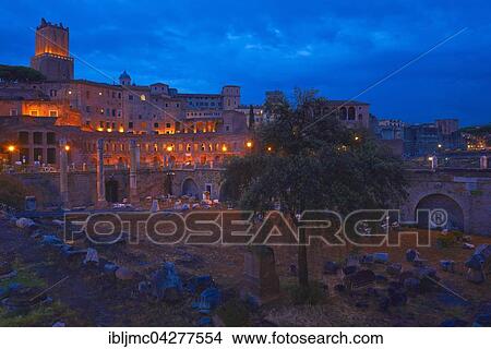 Trajan's Forum, Foro di Traiano, Trajan's Market at dusk, Roman Forum, Rome, Lazio, Italy, Europe View Large Photo Image Picture - Trajan's Forum, Foro di Traiano, Trajan's Market at dusk, Roman Forum, Rome, Lazio, Italy, Europe. Fotosearch